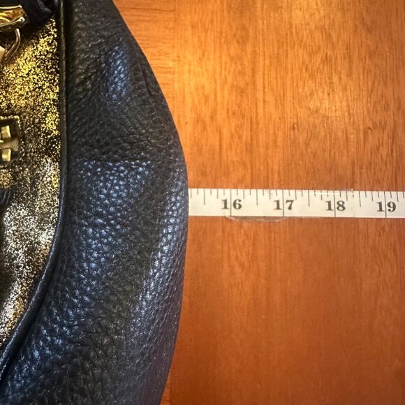 Aimee Kestenberg Black & Gold Leather Handbag With Zipper Pockets - Picture 6 of 9